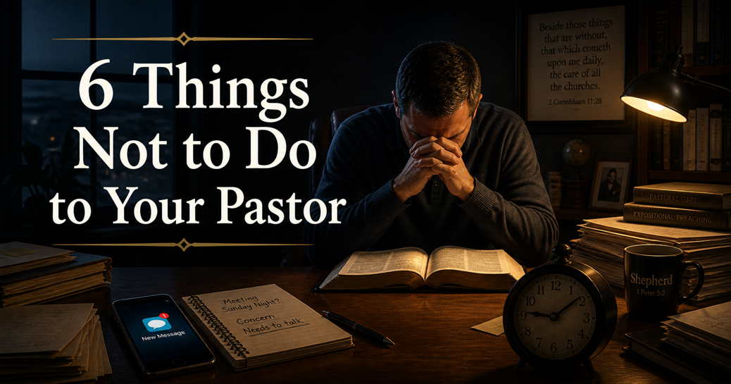 Graphic image for blog title of 6 Things Not to Do to Your Pastor