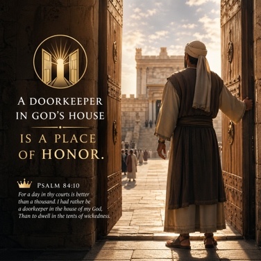 AI Generated image showing a doorkeeper at the Temple in Jerusalem